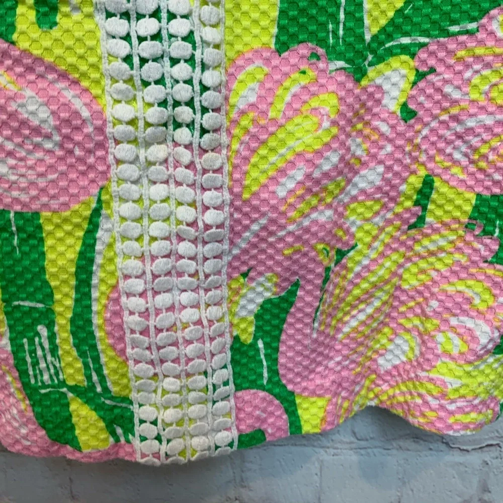 Lilly Pulitzer x Target Flamingo Pink and Green Mini Dress Size L 10 12​